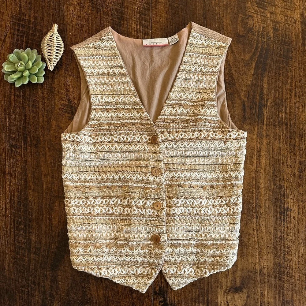 FORELLI | Vintage Boho, Western Textured 100% Cotton Vest, Size 14/16